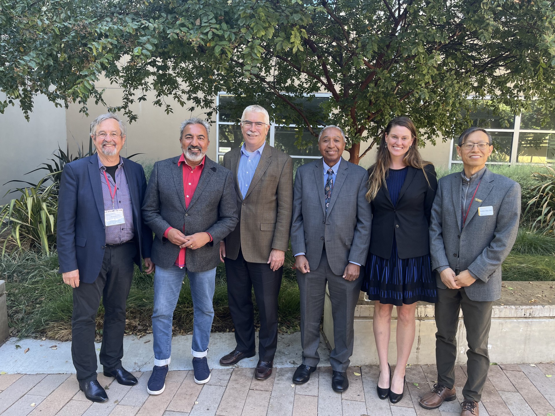 (left to right) International Development leaders from U.S. agencies including USAID, USDA, NIFA, and Feed the Future Innovation Labs based at UC Davis: ILMRR Director Michael Carter; U.S. Representative Ami Bera, M.D.; USAID Chief Scientist Rob Bertram; Director of the Center for International Programs at the National Institute of Food and Agriculture (NIFA), U.S. Department of Agriculture (USDA) Otto Gonzalez; Horticulture Innovation Lab Director Erin McGuire; and the Innovation Lab for Genomics to Improv