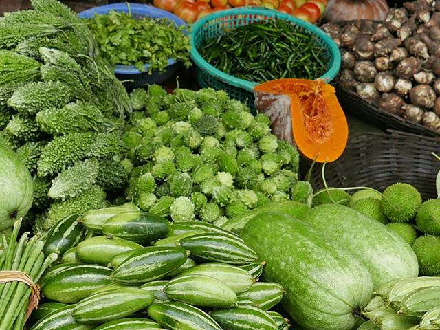 Array of vegetables at market in Bangladesh