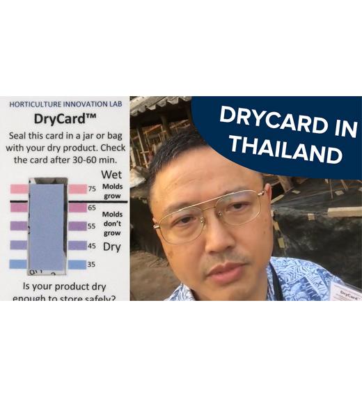 Left: photo of drycard, right: photo of speaker leung with words "drycard in thailand"