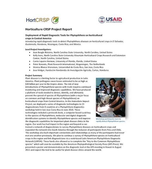 Horticulture CRSP Project Report IIP Phytophthora Diagnostics