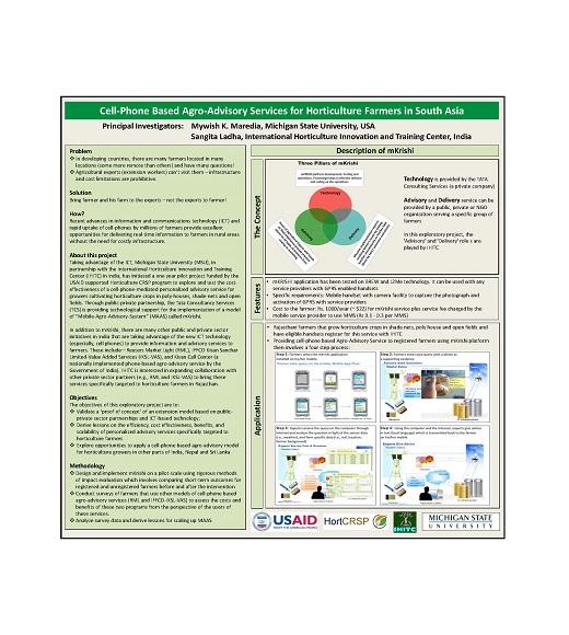 Cell phone based agro-advisory services for horticulture farmers poster