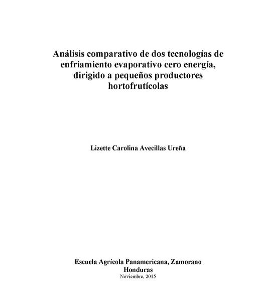 Title page:Comparative analysis of two Cooling chambers zero energy for small-scale horticultural farmers