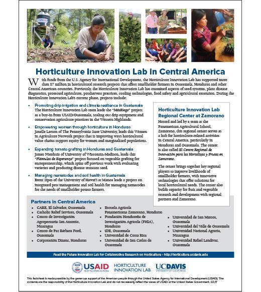 fact sheet: Horticulture Innovation Lab projects and partners in Central America