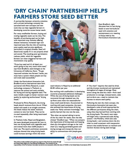 fact sheet- Dry chain partnership helps farmers store seed better