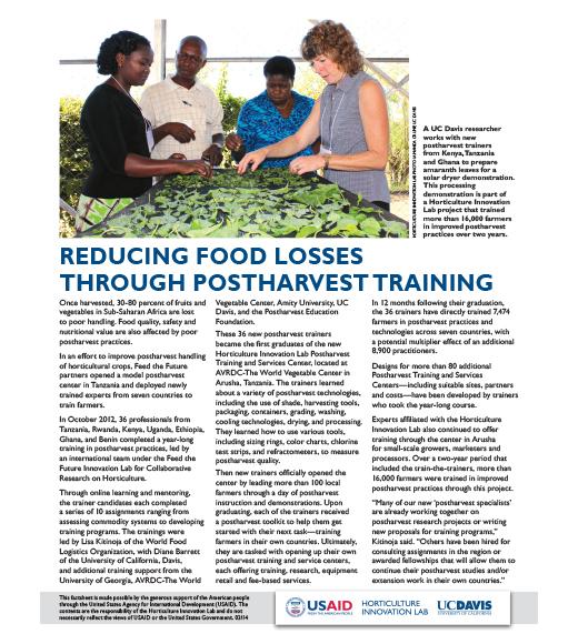 fact sheet - Reducing food losses through postharvest training