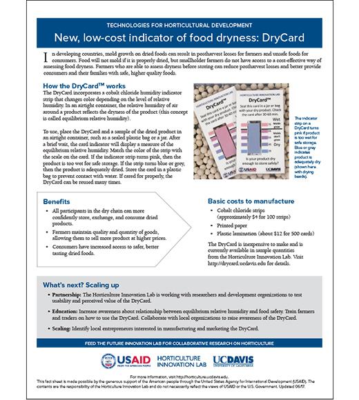 Technology fact sheet: DryCard low-cost indicator of food dryness