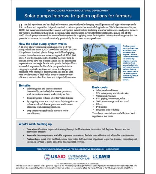 Fact sheet - Solar pumps improve irrigation options