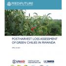 "Postharvest Loss Assessment of Green Chilies in Rwanda" title page, with photo of peppers growing on the plant