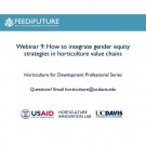 Title slide: How to integrate gender equity strategies in horticulture value chains